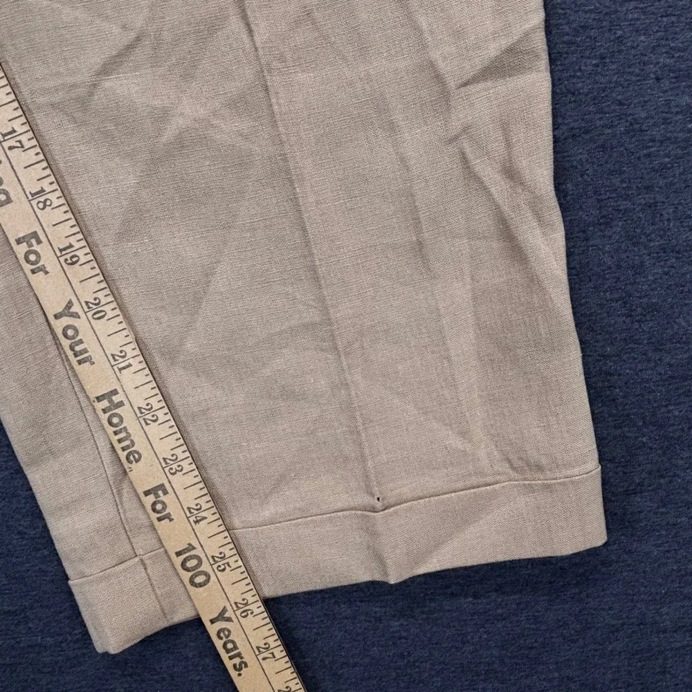 Jos‎ A Bank Pants Mens 40x26 Linen Classic Collection Pleated Cuffed Khaki Tan